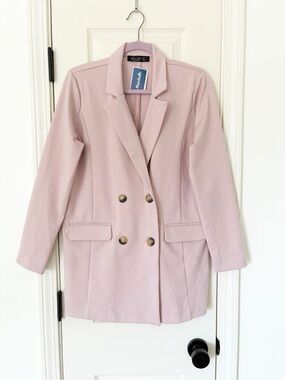 NEW ⭐️ Stoosh Blush Pink Double-Breasted Women's Blazer SMALL